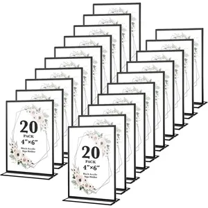 20 Pack  Sign Holders 4x6 Inch, Double Sided Vertical Stand Clear Picture Frames, Wedding Table Numbers Frames for Party, Restaurant Signs and Office Photos