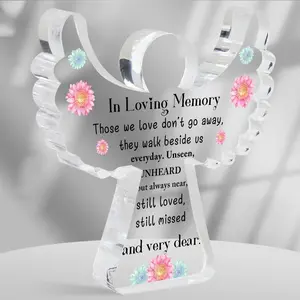 Memorial Cardinals Gift, Angel Acrylic Bereavement Memorial Sign Decor, Condolences Remembrance Grief Gift for Loss of Love One, Memory Sign for Home Living Room Desk Centerpiece Decor