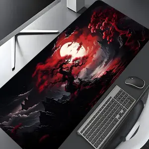 Red Moon & Tree Pattern Mouse Pad, Rectangle Gaming Mouse Pad, Non-slip Rubber Pad, Non Slip Mousepad, Office Desk Keyboard Mouse Pad for Home, Office, Gaming, Desk Accessories