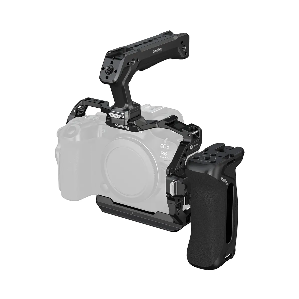 SmallRig HawkLock Quick-Release Advanced Edition Full Camera Cage Kit with Handle, Tripod Compatibility, Threaded Mount & Silicone Cable Handheld Protection for Canon EOS R6 Mark III/R6 Mark II, Black, Full Cage