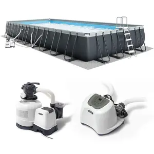 INTEX Ultra XTR Frame Rectangular Pool Set with Krystal Clear Saltwater System
