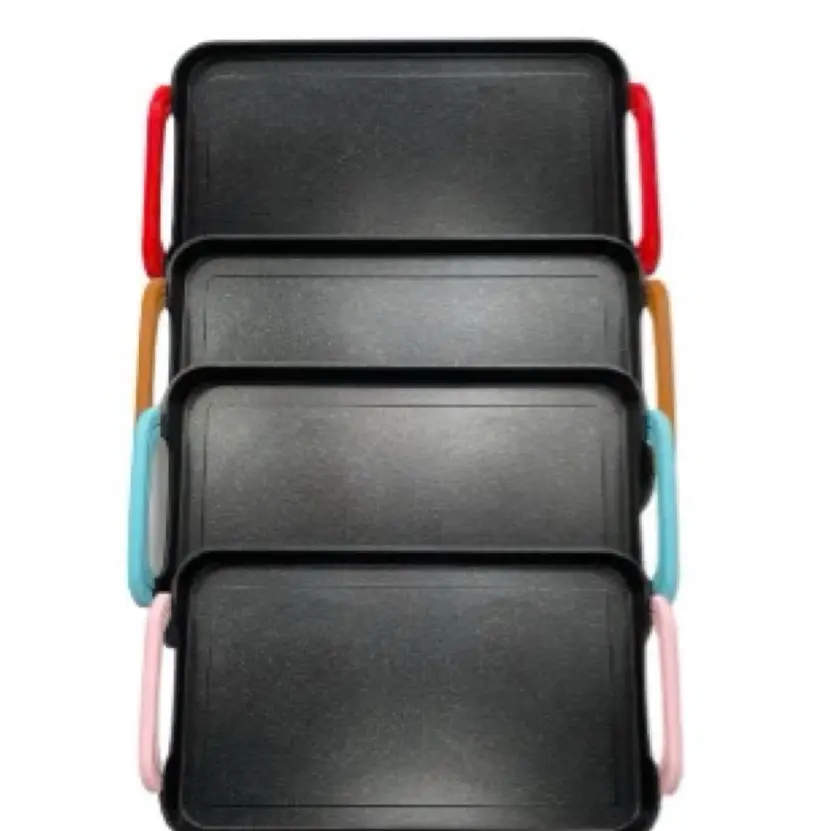 2 Pack NON STICK Black Griddle Comal Double Burner Cookware with Colored Silicone Handles for ALL Stoves Induction