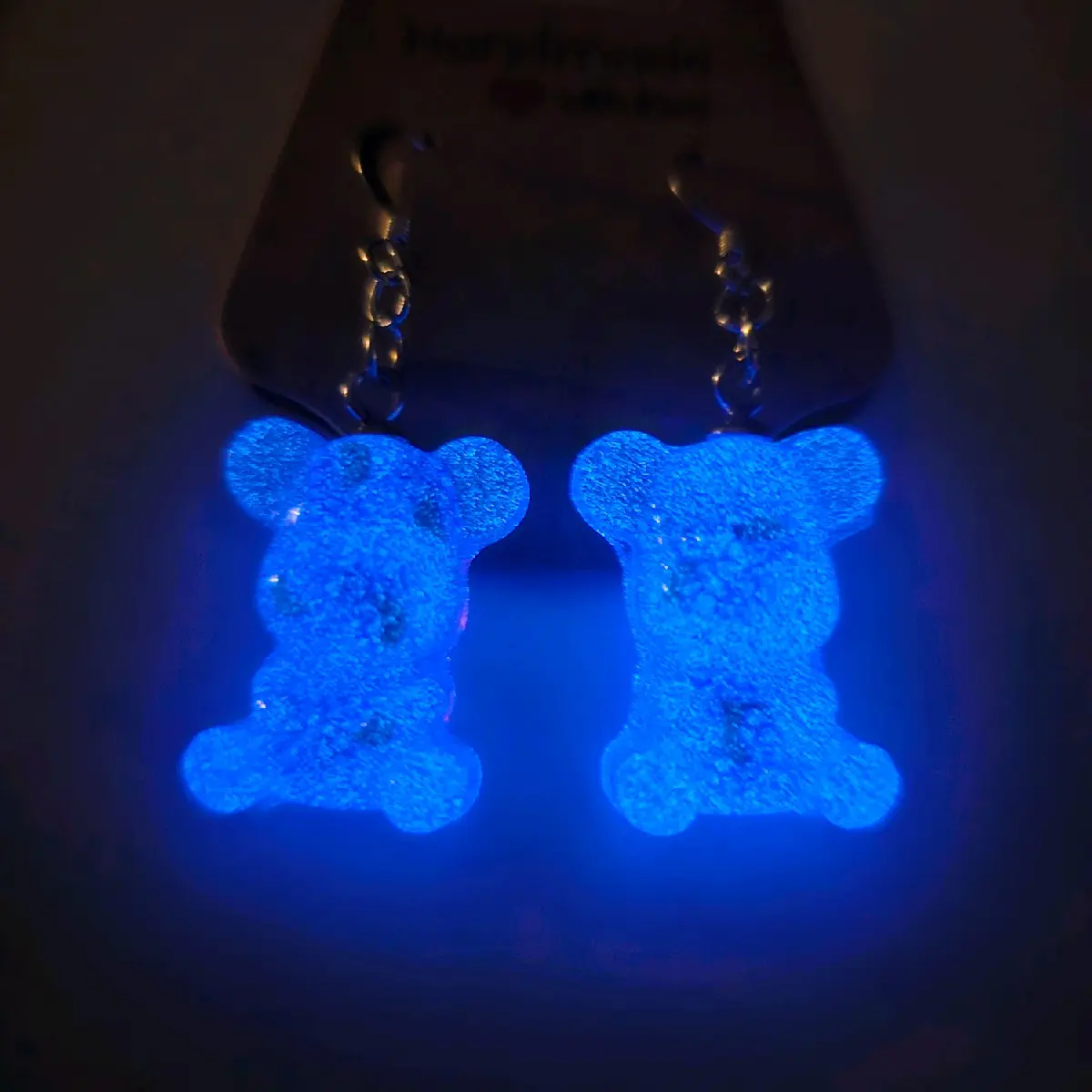 Purple Grape Filled Earrings with Glow-in-the-Dark Effect, unique design