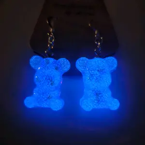 Purple Grape Filled Earrings with Glow-in-the-Dark Effect, unique design