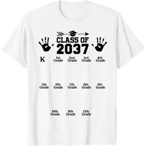 Class of 2037 Grow With Me Handprint Pre-K 12th Grade T-Shirt