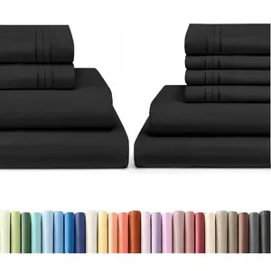 4 count + 6 count  Bed Sheets Set - Black