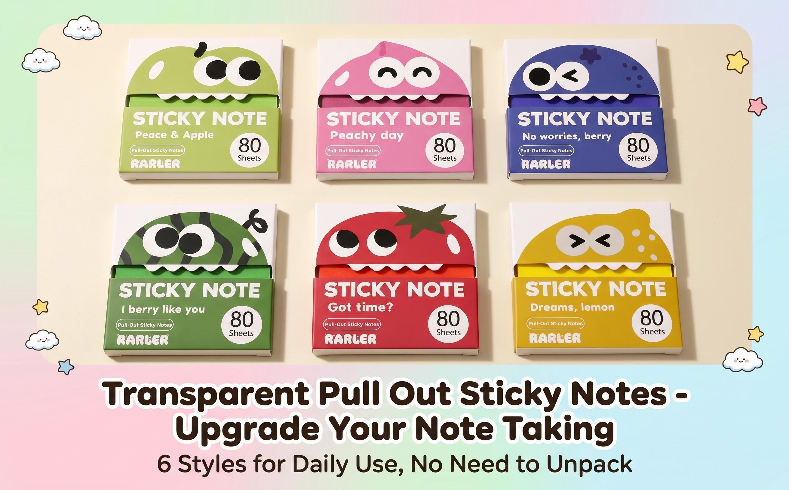 Transparent Pull-Out Sticky Notes (12 Boxes, 960 Sheets Total) - Office Stationery, Back to School Shopping Essentials, Desk Accessories, Fun Desk Supplies, Strong Adhesion, No Residue, 50 Reuses Per Sheet, 80 Sheets Per Pad Transparent Pull-Out Sticky Notes (12 Boxes, 960 Sheets Total) - Office Stationery, Back to School Shopping Essentials, Desk Accessories, Fun Desk Supplies, Strong Adhesion, No Residue, 50 Reuses Per Sheet, 80 Sheets Per Pad