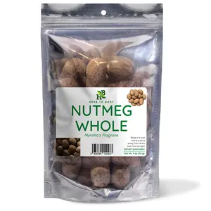 Herb To Body Nutmeg Whole | Myristica Fragrans | Wildcrafted | 4oz