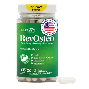 Alexsyn RevOsteo Bone & Metabolic Support – Advanced Bone Nutrition with Icariins, Vitamin K2, D3, Boron & Beta-Glucans – Vegan, Gluten-Free, Made in USA – 60 Capsules, 30-Day Supply
