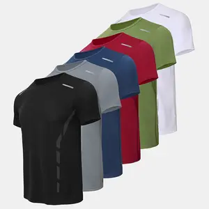 Breathable Sweat-Absorbing Quick-Drying Men's Solid Color Short Sleeve Sports Tee, T-shirt for Outdoor Workout Running Cycling, Casual Sportswear for Men, Activewear gunwook compression