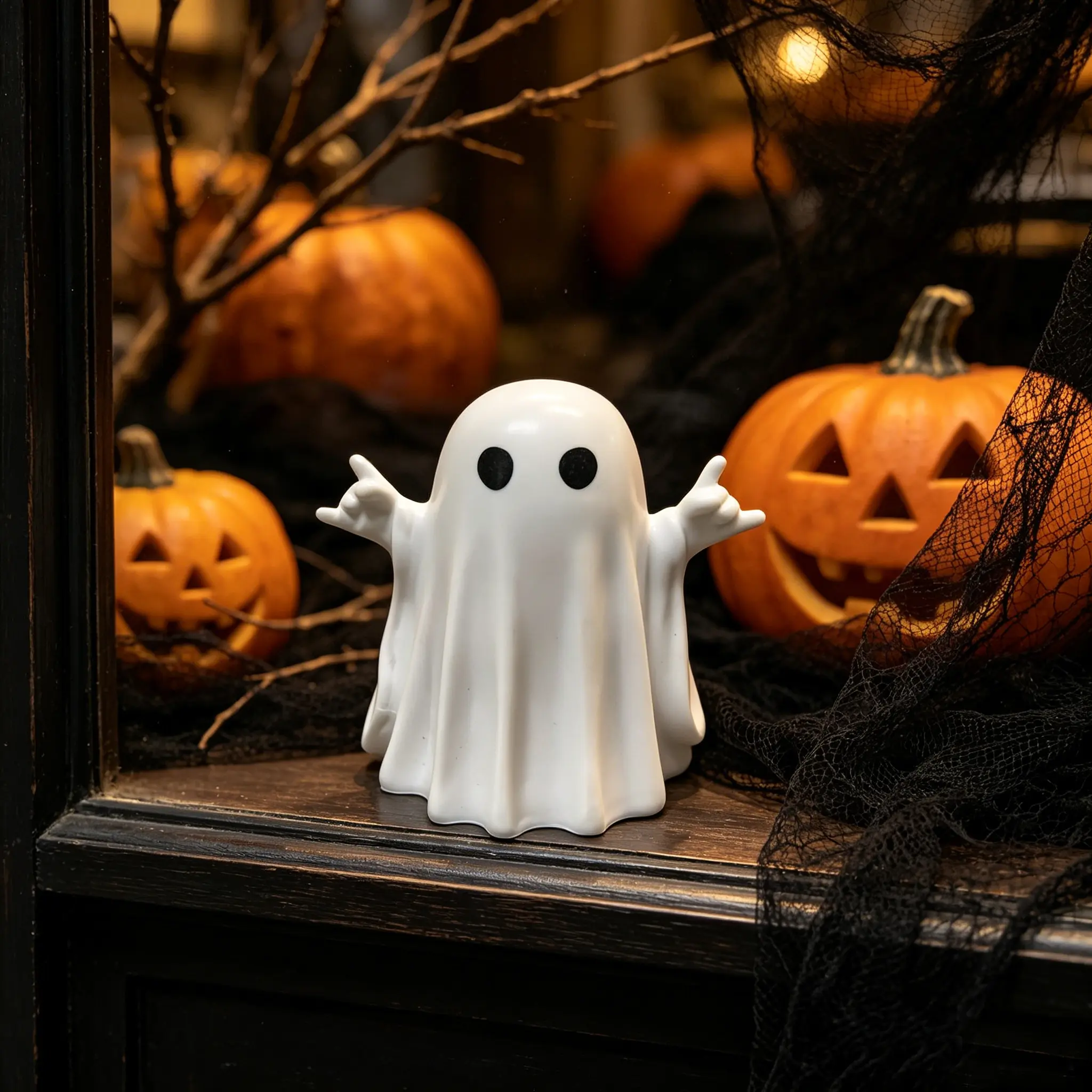 Funny and Spooky Rock-Shape Resin Halloween Ghost Figurine, Decorative Halloween Decorations Figurines & Miniatures for Indoor Home Setup, Porch Display, Ideal Gift Option