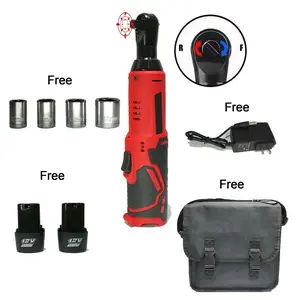 12V Cordless Right Angle Torque Wrench Heavy Duty Electric Ratchet Socket Wrench Set With 2 x 2.0Ah Batteries, Built-in LED Light, Time-Saving Auto Repair Power Tool