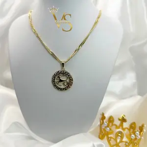 VALDES LUXURY #148 – 14K Laminated Zodiac Medallion Chain Necklace