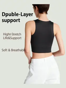 Unisex Seamless Compression Tank Top Double Layer Chest Support Slim Fit Body Shaper Sleeveless Shapewear Top