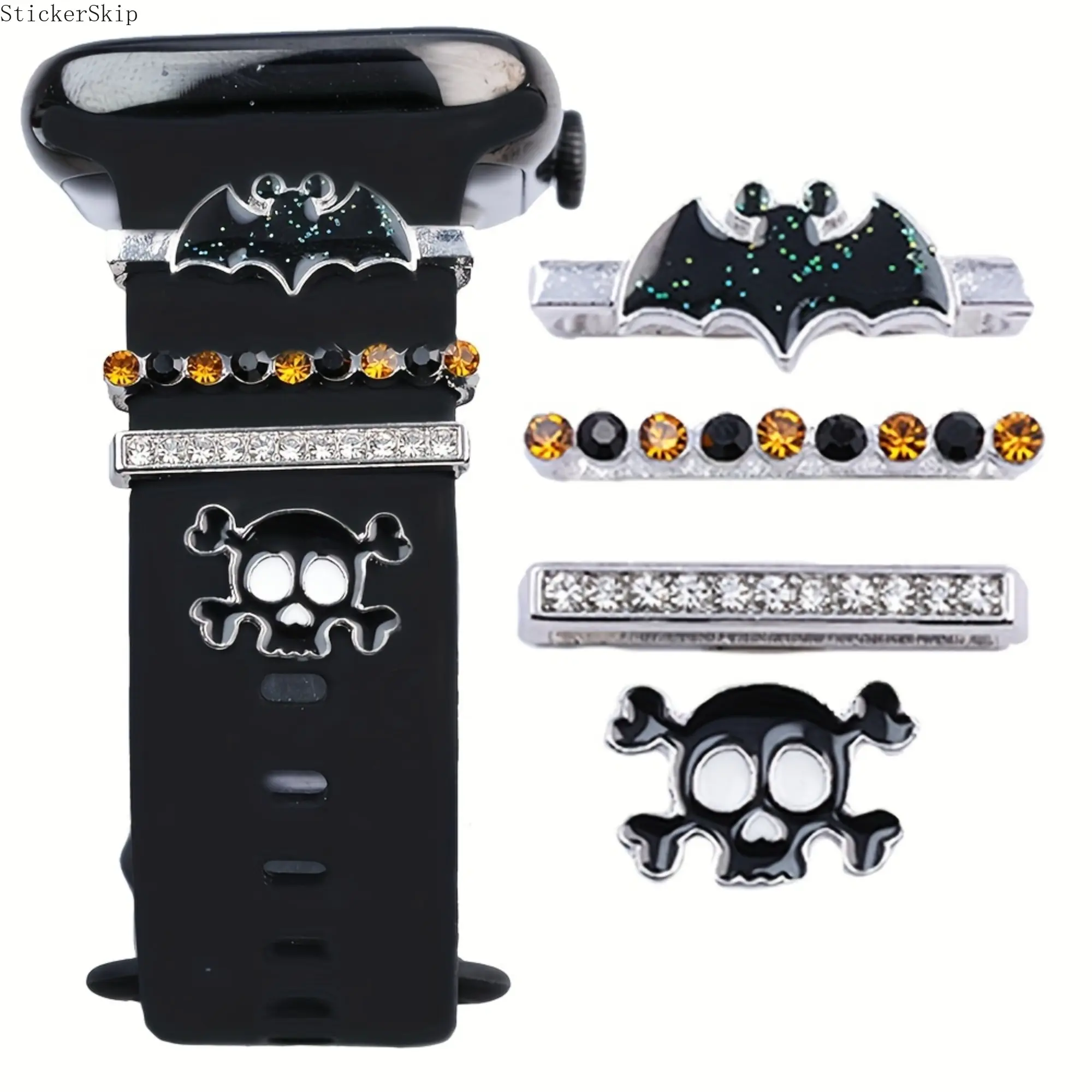 2026 Halloween Themed Watch Band Decorative Rings, Festive Pattern Charms Pendants Compatible with Apple Watch Series 1-8 SE Ultra, 38/40/41/42/44/45mm, Stylish Holiday Wrist Accessories for Halloween Party Decor and Seasonal Gifting