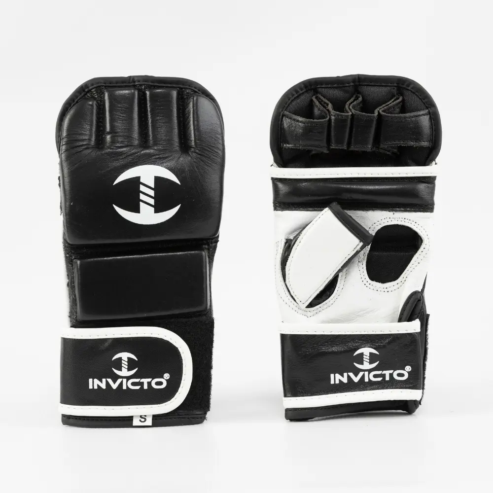 Invicto Sports Shadow Fury MMA Training Gloves, Premium Rexine Leather, Open Finger Design, Adjustable Strap Closure, for MMA and Kickboxing