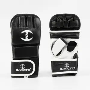 Invicto Sports Shadow Fury MMA Training Gloves, Premium Rexine Leather, Open Finger Design, Adjustable Strap Closure, for MMA and Kickboxing