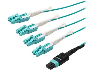 StarTech.com MPO8LCPL2M MTP to LC Breakout Cable - 6 ft / 2m - OM3 Multimode - 40Gb - Pull Tab - Plenum - MPO / MTP Connector - Fiber Optic Cable