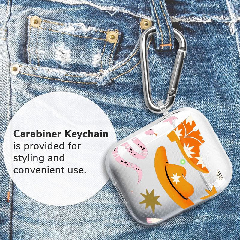 Cowboy Star Boots Pattern Protective Case for AirPods 4/3/2/1/Pro/Pro2 Soft TPU Earphone Cover, Transparent with Keychain Cowboy Star Boots Pattern Protective Case for AirPods 4/3/2/1/Pro/Pro2 Soft TPU Earphone Cover, Transparent with Keychain