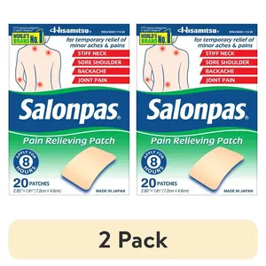 (2 pack) Salonpas 8 Hour Pain Relief Patch with Camphor 3.1% & Menthol 6% for Back & Muscles, 20 Count