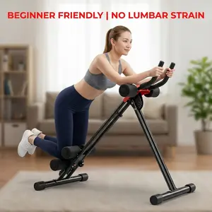 Ab Workout Equipment Adjustable Ab Machine Foldable Abdominal Roller Full Body Strength Training Exercise Waist Trainer for Home Gym Body Shaping Suitable for Beginners