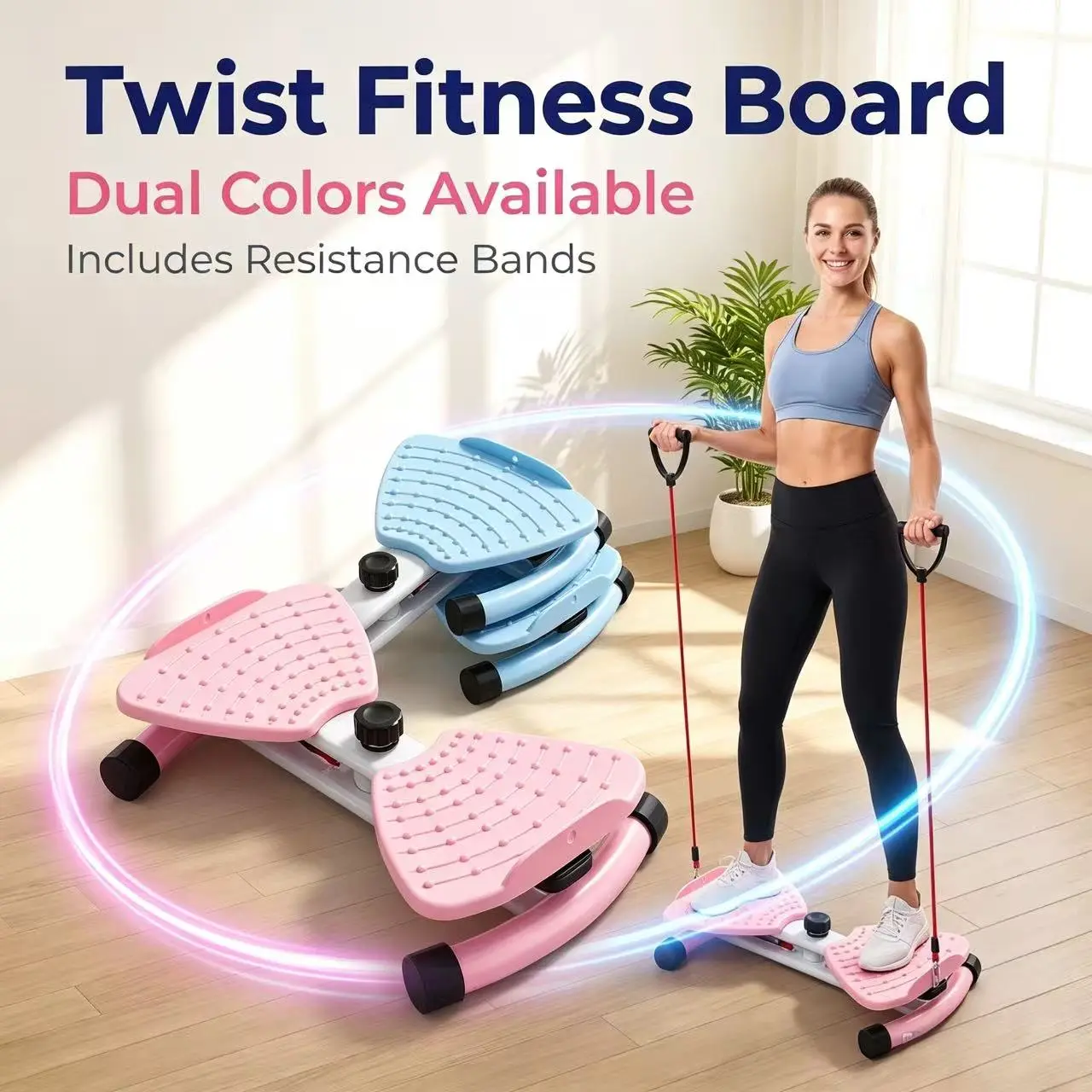 Household Waist Twisting Exercise Trainer With Non-Slip Massage Pedal, Heavy Duty Structure Hold Up To 330LBS, Perfect For Busy Moms Office Workers To Do Full-Body Fat Loss Training At Home