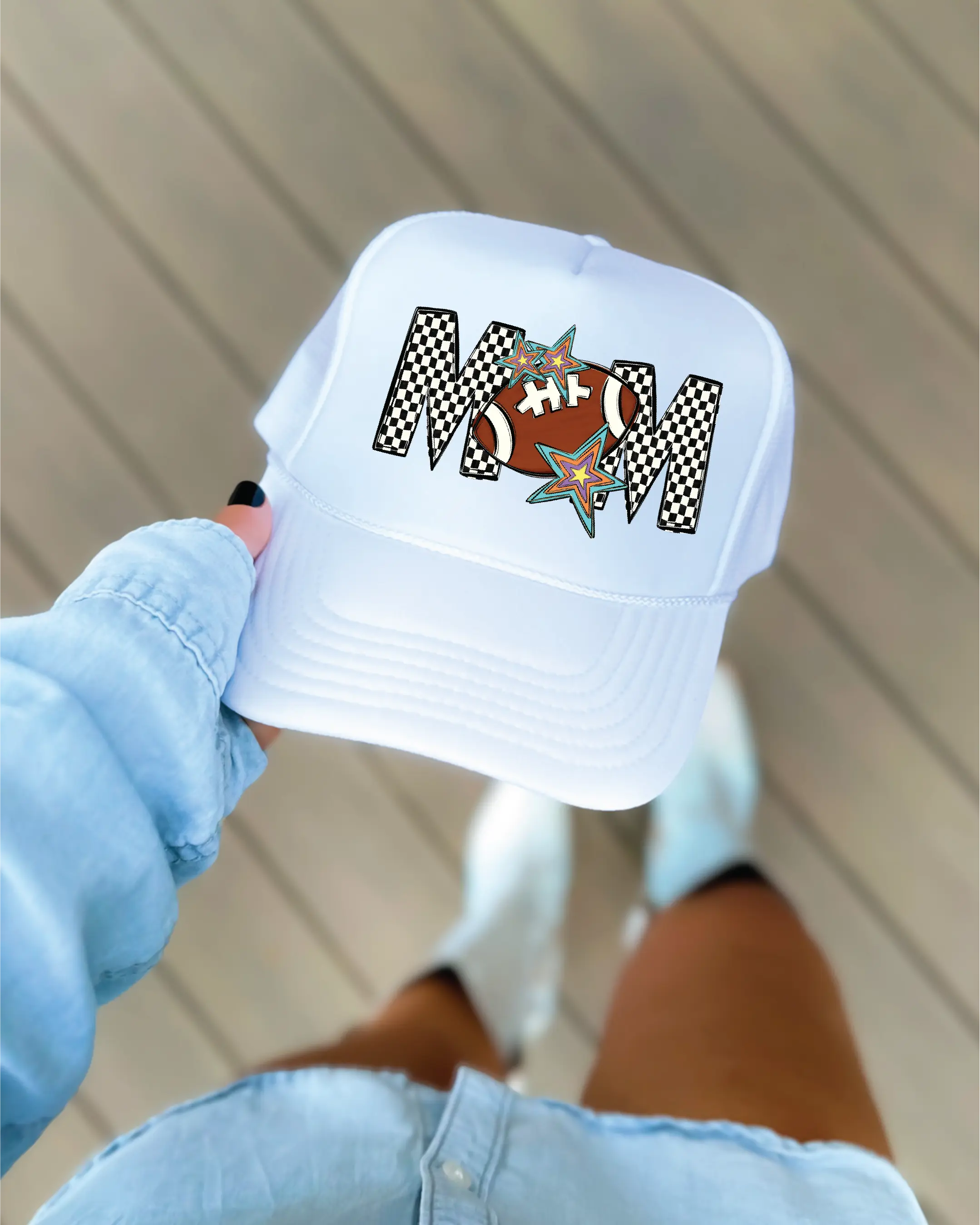 Football Mom- White Unisex Foam Trucker Hat