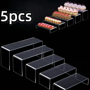 Acrylic Cake Stand Set, Transparent Dessert Display Rack, Rectangular Stackable Holder, Desk Organizer, Office Supplies, Home Decor