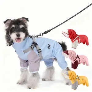 Dog Raincoat, Waterproof Dog Rain Jacket with Hood, Rain Coat with Leash Hole, Reflective Strap for Small Medium Dogs, Outdoor Adventures/Walking Lightweight Puppy