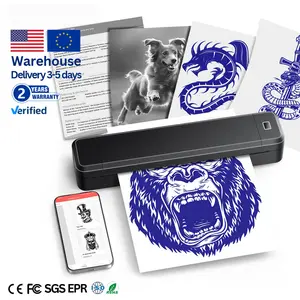 Portable Tattoo Paper Printer, Compatible with Thermal Paper, Bluetooth-compatible Mobile Connection, USB Windows System, Includes 5 Sheets, Wireless Portable Printer