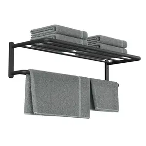 Kullavik Bathroom Towel Rack, Towel Holder with 6 Towel Bars, Wall Mounted Aluminum Alloy Towel Rack, Bathroom Accessories, Home Organizer for Bathroom