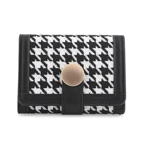 Las Vegas Deal BY:KY Houndstooth Pattern Faux Leather Wallet with Golden Accent