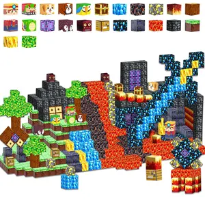 Magnetic Cubes - Lava Adventure Theme 3D DIY Toys, Vibrant Color Building Blocks, Creative Magnetic Blocks, Interactive Toys for Kids 3+ to Build & Explore Lava Land, Perfect Birthday Halloween Gift for Boys and Girls
