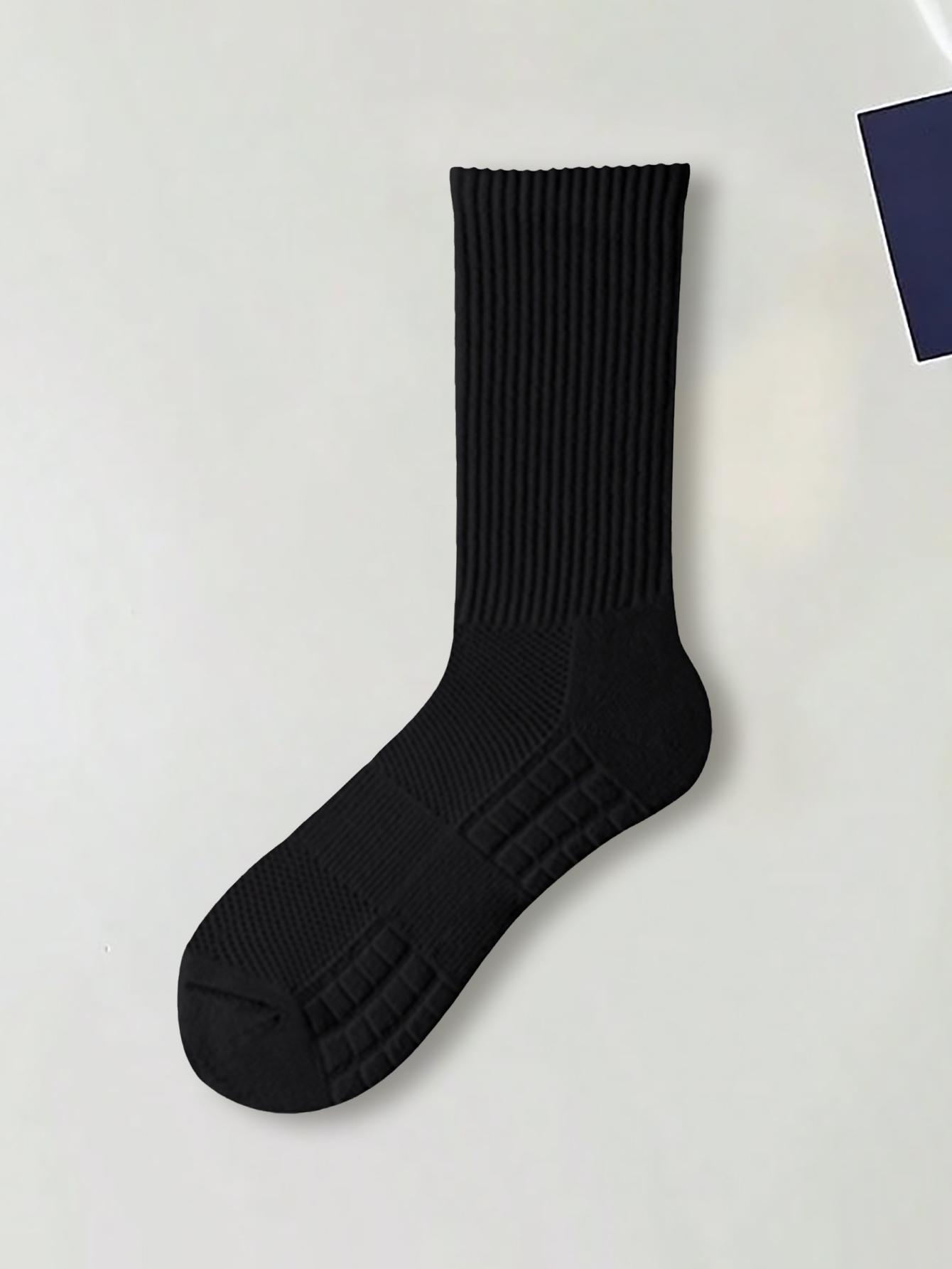 CCCMAI Men's Towel Bottom Socks Long Black & White Comfortable Absorbent for Everyday Wear Soft Feel Full Coverage Support Menswear Soft Stylish