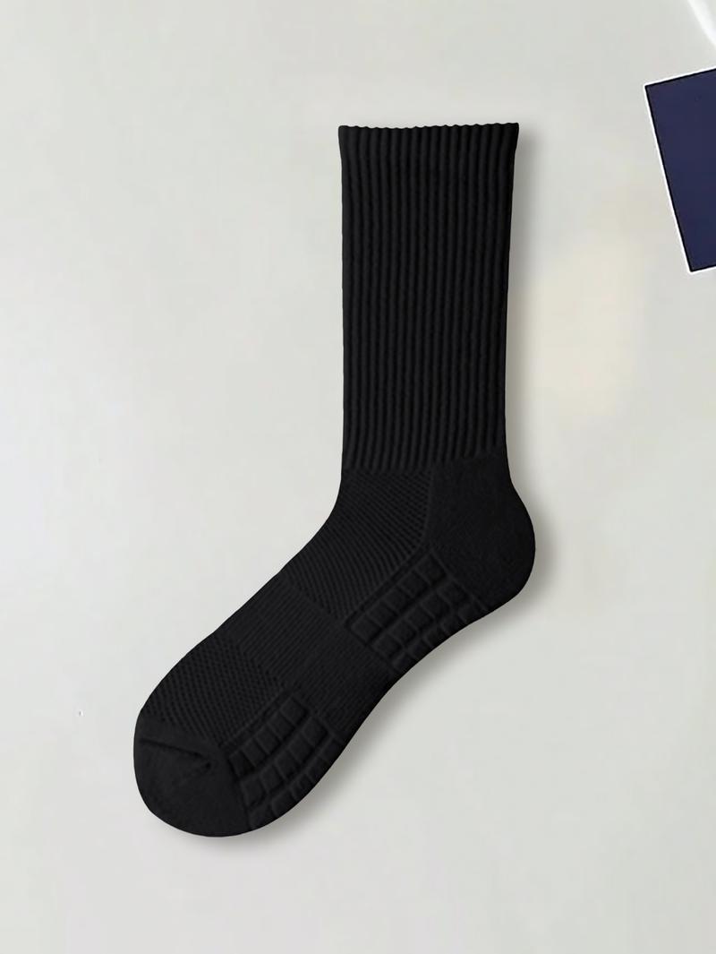 CCCMAI Men's Towel Bottom Socks Long Black & White Comfortable Absorbent for Everyday Wear Soft Feel Full Coverage Support Menswear Soft Stylish