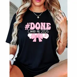 Unisex 100% Cotton Senior 2026  Bowknot Class Of 2026 Graduation T-Shirt – Cute & Comfortable, Instagram Aesthetic,