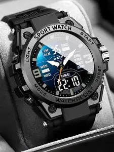 Men's Sporty Digital Watch, Fashionable Watch with Digital Display, Trendy Watch for Daily Life, Water Resistant Watch, No Gift Box
