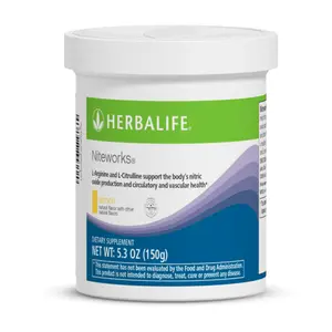 Herbalife Niteworks Lemon Dietary Healthcare Supplement Powder, 15 Servings, 5.3 Oz, Nighttime Amino Acid with L-Arginine & L-Citrulline for Evening Wellness