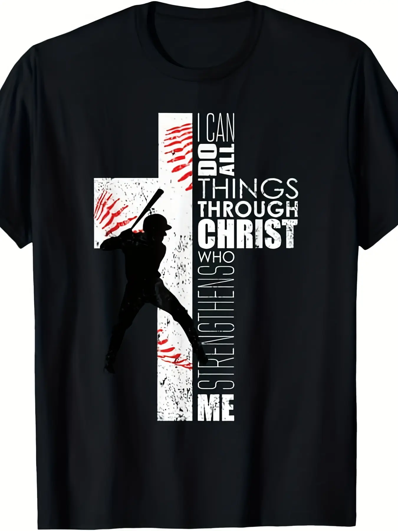 Christian Teen Boys Kids Baseball Philippians 4 13 unisex soft cotton short sleeve t shirt, vintage graphic casual tee for men women teens, perfect birthday holiday gift for camping travel gym daily street casual wear