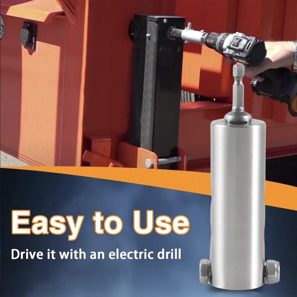 Upgraded Stainless Steel Trailer Jack ElectricDrill Adapter with a 1/2 in Socket Adapter BitCompatible with 1 Inch Jack Drive Shaft