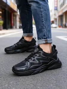 Men's Breathable Mesh Dad Shoes, Casual Running Shoes, Comfortable Soft Sole Anti-Slip Running Sneakers, Streetwear Trendy Men's Shoes for All Seasons