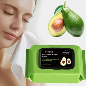 Ytruns Avocado Scented Makeup Remover Wipes 2 Pack 160 Sheets Hypoallergenic Moisturizing for All Skin Types Travel Friendly Disposable with Plant Based Squalane Moisturizer