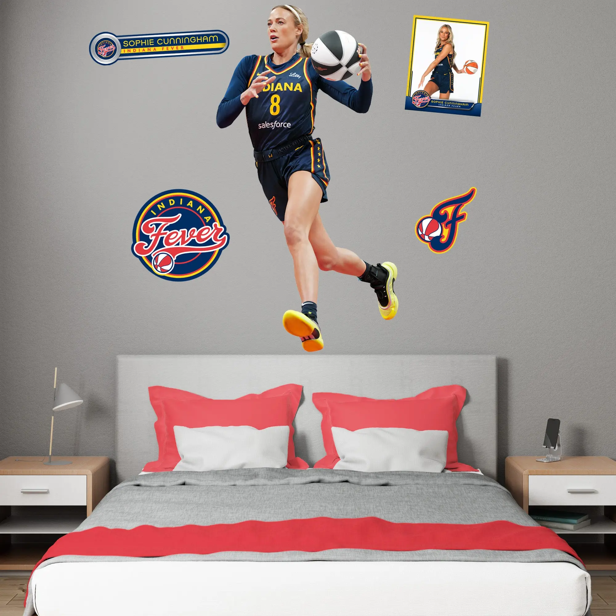 Official WNBA Indiana Fever Sophie Cunningham RealBig Collection Reusable Vinyl Adhesive Stickers - Decorative Fan Home Wall Decor Stickers