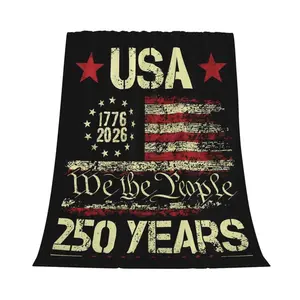 The 250th Anniversary Commemorative Blanket of the United States, featuring the patriotic American eagle design on the blanket, marking the 250 years of freedom, a flannel blanket for the celebration of Independence Day as a gift