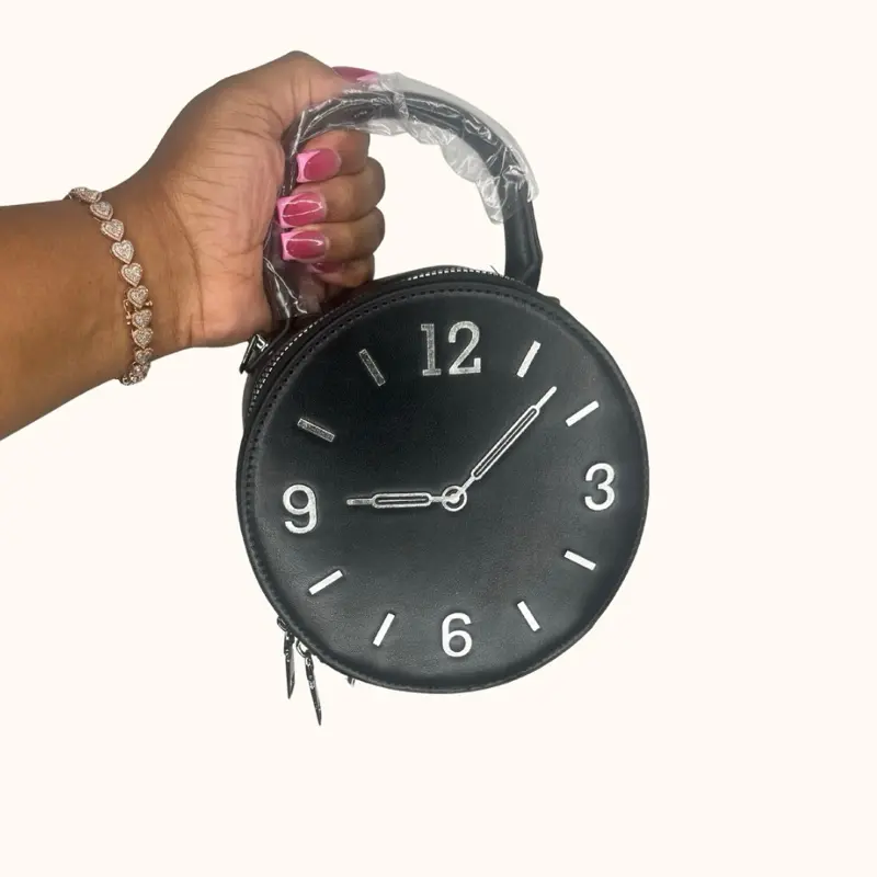 Clock It Purse - Unique Design with Number Markings 12, 3, 6, 9 on Circular Shape