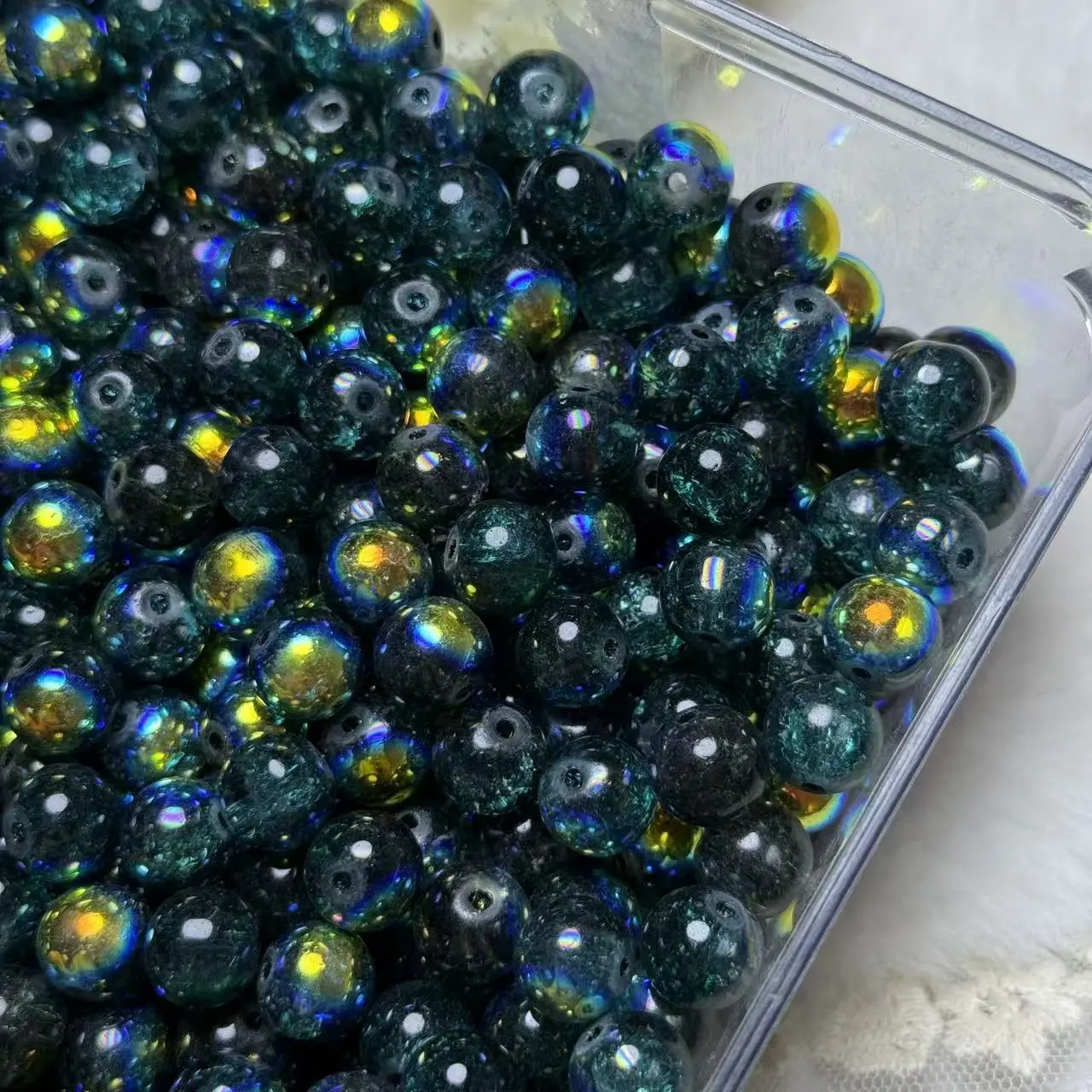 【A31】Emerald Color Electroplated Glass Bead