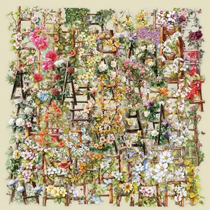 50pcs Flower Ladder Bookmarks Non Repetitive Series Simple Hand Booklet Creative Paper Bookmarks Small Cards Book Decoration Cards Reading Label Cards Floral Pattern Sticker