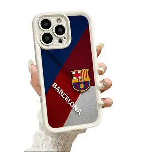 Stylish Barcelona Football Team Pattern Phone Case for iPhone 17 16 15 14 Pro Max 13 12 11 XR XS Plus Air Slim Protective Anti Drop TPU Cover Cool Sports Fan Aesthetic Phone Accessory