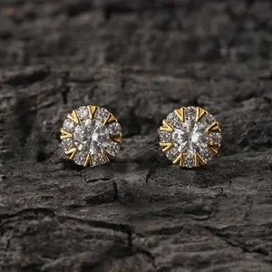 GAB Ice Glitter CZ Earrings, Round 8V Shape, 5A+ZC Earring For Man,unisex