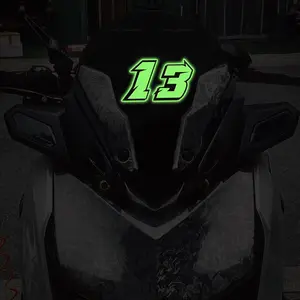 Motorcycle Number 0123456789 Sticker, Night Glow Waterproof Sticker for Motorcycle Fuel Tank, Car Body, Bumper, Trunk, Rear Windshield, Ideal for Night Safety Warning Decorative Car Sticker